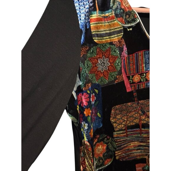 Modes Crystal Velvet Zip Front Long Sleeve Ladies Top Blouse No Tags - Picture 4 of 5